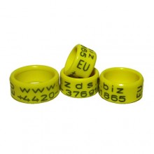 RING personalized PLASTIC laser engraved, color YELLOW